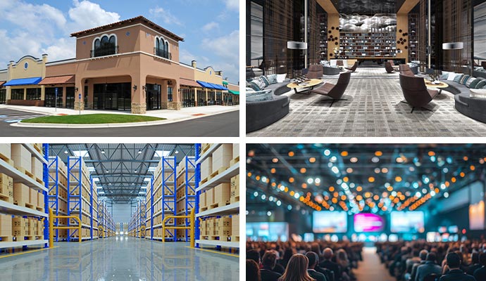 Collage of different commercial space