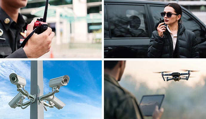 Collage of different security services