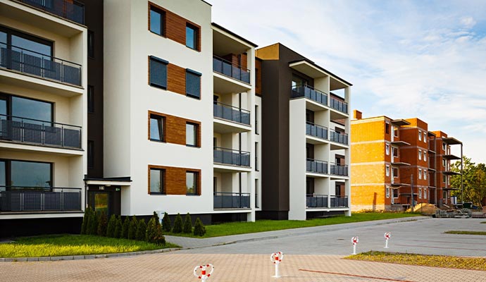 Modern apartment buildings exterior