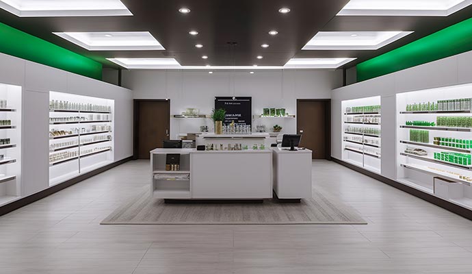 Modern dispensary retail interior