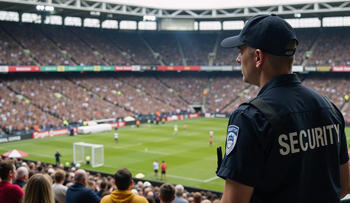 Security professional patrolling at sports event
